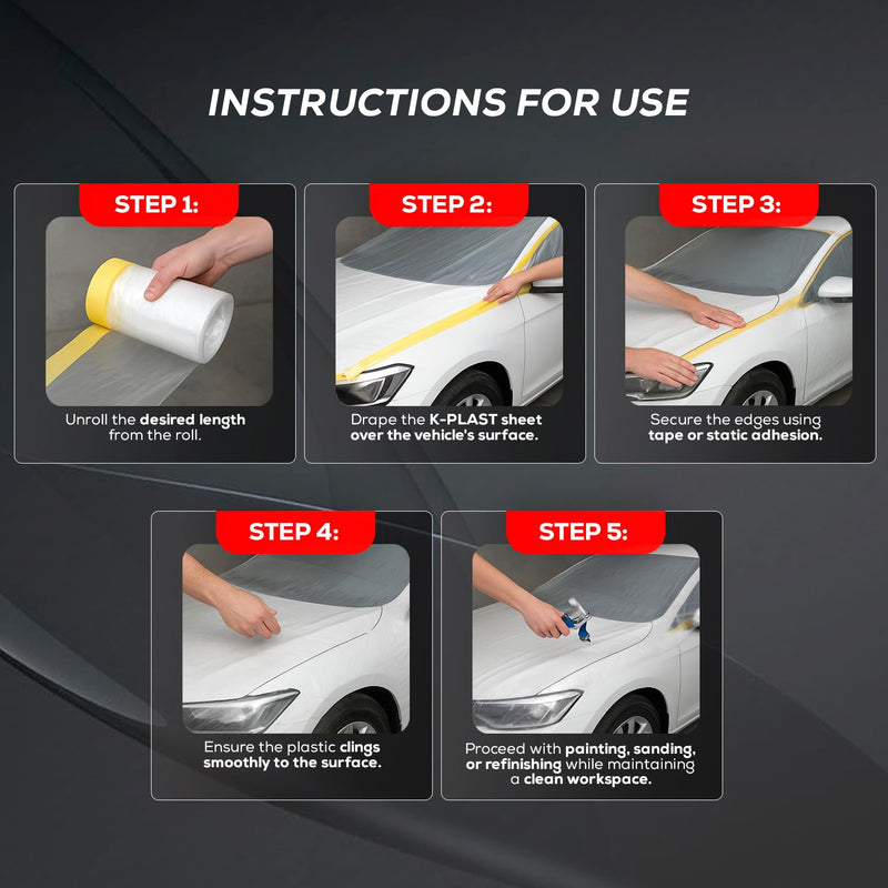 KMK 9202/34 K-PLAST - 34cm x 22,5m Premium Protective Plastic Film for Automotive and Industrial Use 34cm x 22.5m