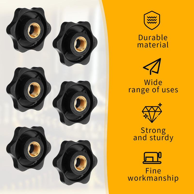 [Australia - AusPower] - Giantree 10 Pcs Metric M8 Star Shape Knurled Clamping Nuts, Black Plastic Screw-On Handle Clamping Knob Grip Assortment for Machinery Equipment Latche 