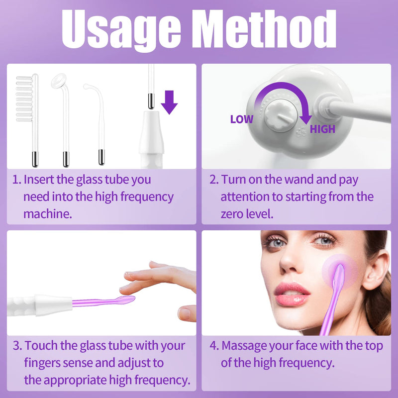 [Australia - AusPower] - High Frequency Facial Wand-UUPAS Portable Handheld High Frequency Facial Machine Skin Facial Wand with 4 Violet Tubes 