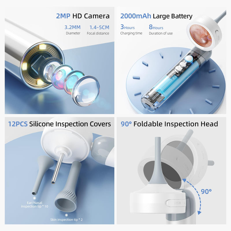 [Australia - AusPower] - Ear Scope Otoscope Camera - Ear Cleaner Manual Ear Irrigation Flushing Kit 