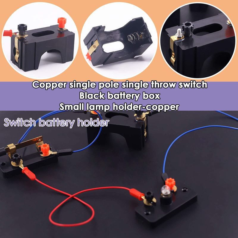 [Australia - AusPower] - Swpeet 22Pcs Labs Physics Experiment Basic Beginner Circuit Kit, Including Interconnect Circuit Wire, D Battery Holder, Single Pole Single Throw Switch and Miniature Bulb Holder with E10 White Bulb Labs Physics Experiment Kit 