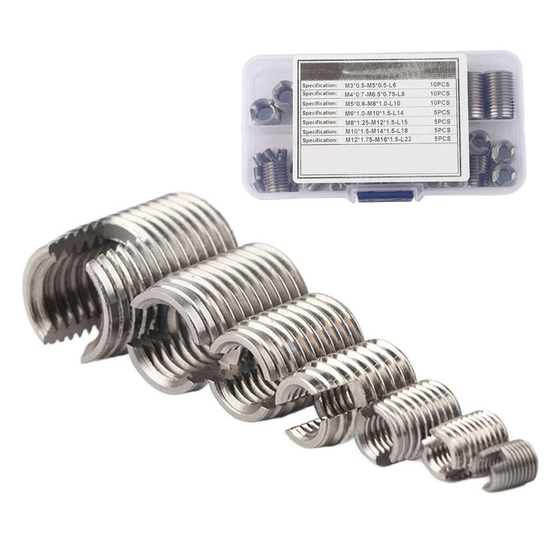 [Australia - AusPower] - Stainless Steel Thread Insert Set - Strengthens and Repairs Screws with Ease - 50 Pieces Internal Thread SelfTapping Inserts for High Strength and Stability, Vibration 
