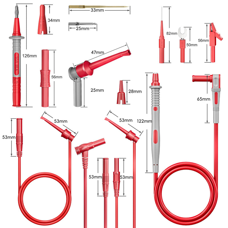 [Australia - AusPower] - Goupchn 28PCS Multimeter Test Leads Kit with Alligator Clips Test Hook Clips Wire Piercing Probes Replaceable Precision Sharp Probes for Electrical Testing 