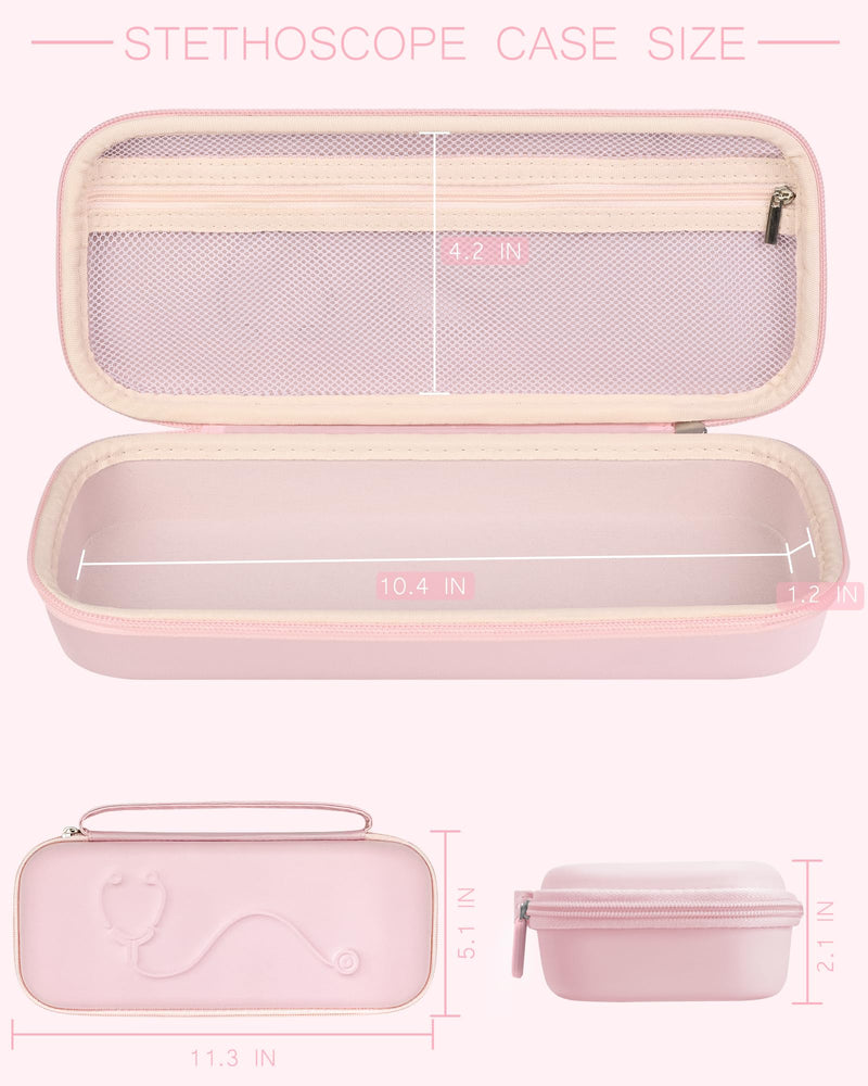 [Australia - AusPower] - Hard Stethoscope Case for 3M Littmann Classic III, Lightweight II S.E, MDF Acoustica Stethoscope, Stethoscopes Carrying Case with Mesh Bag for Nurse Accessories Gauze Penlights Cotton Swabs PINK-YELLOW 