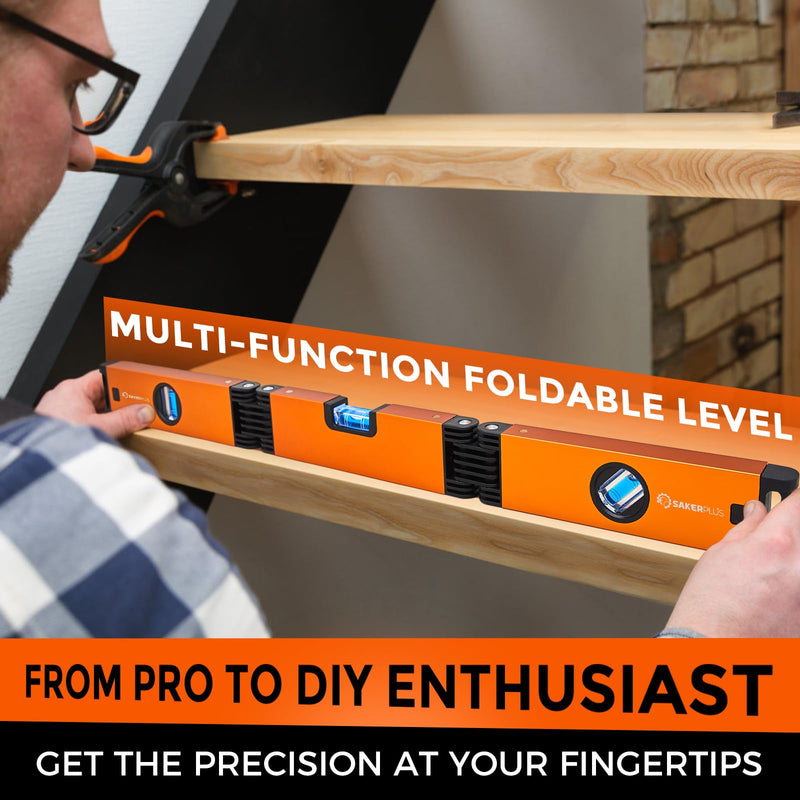 [Australia - AusPower] - Multi-Function Folding Level, 24" Level Tool, Multi-Angle Measurement (45°/90°/180°), High-Precision Aluminum Profile (0.5mm/m), Perfect for Woodworking, Construction & DIY Gifts 