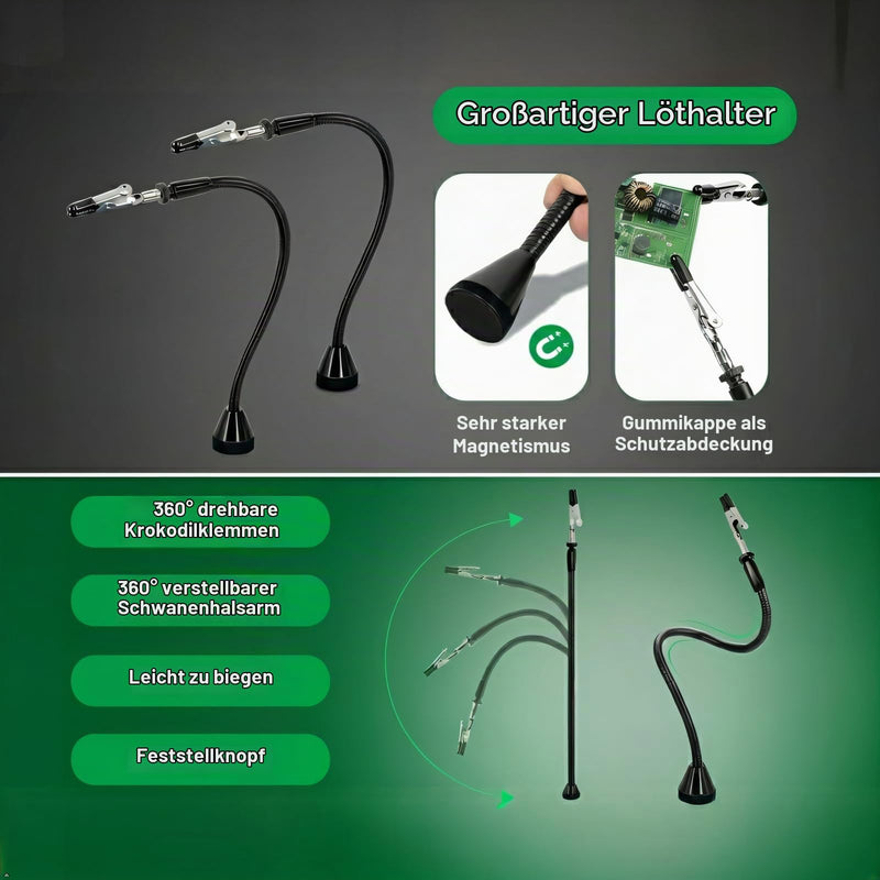 Magnetic Helping Hands for Soldering, Soldering Aid with Flexible Gooseneck Metal Arms, Third Hand for Automotive Electronics, Soldering Jewelry, Painting Arts, Hobby Crafts 2 Pieces
