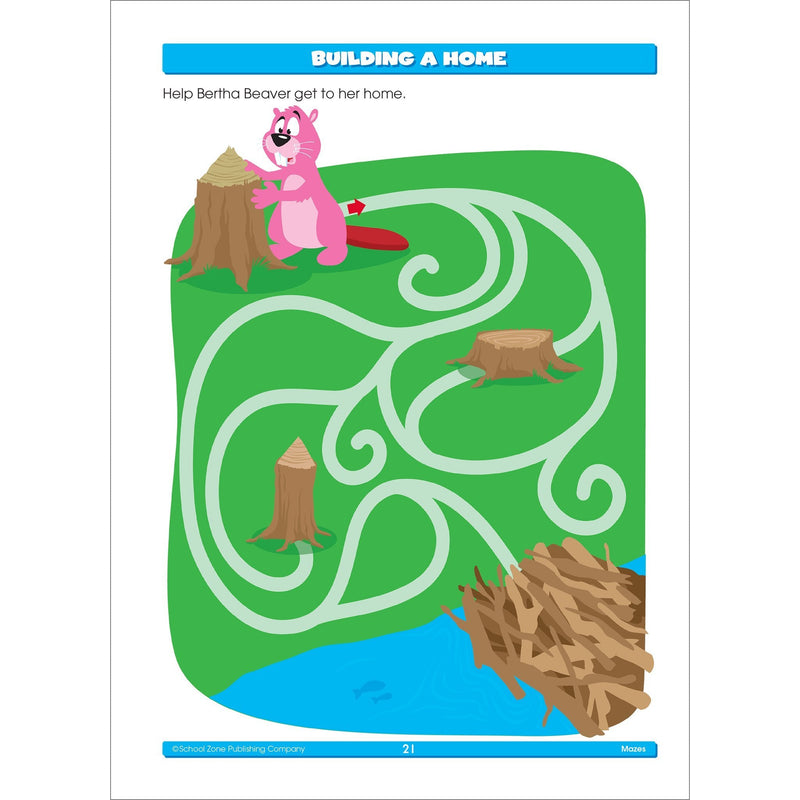 [Australia - AusPower] - School Zone Mazes Workbook: 64 Pages, Preschool, Kindergarten, 1st Grade, Maze Puzzles, Follow Paths, Problem-Solving, Ages 4-6 (Activity Zone Book Series) 
