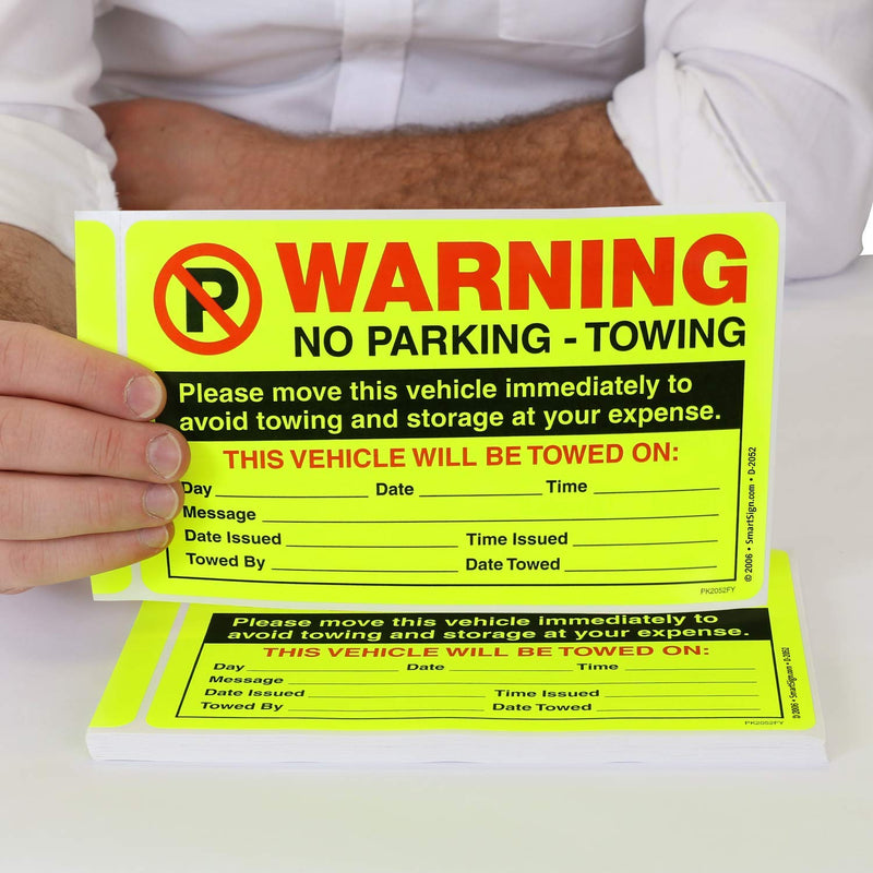 SmartSign Please Move This Vehicle to Avoid Towing Pack of 50 Parking Violation Stickers | 5" x 8"