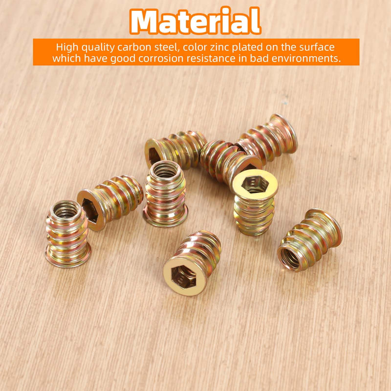 [Australia - AusPower] - 1/4-20 x 25mm Wood Inserts Bolt Furniture Screw in Nut Threaded Fastener Connector Hex Socket Drive for Wood Furniture, 25 PCS 1/4-20 x 25mm 