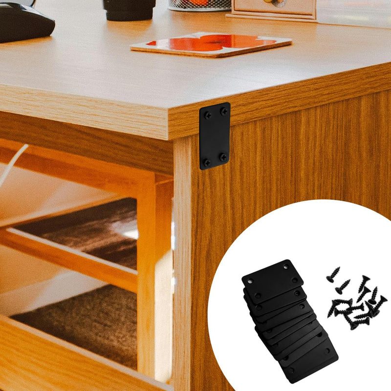 [Australia - AusPower] - 12 Pcs Black Metal Flat Straight Brace Bracket, 2.4 x 1.5 Inch Joining Fixing Brackets, Flat Fixing Corner Brace Plates for Tables, Cabinets, Bookshelves 