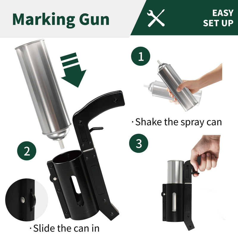 Marking Paint Wand Pistol Marking Gun No Wheel Handheld Sprayer Work with Side Push Inverted Marking Spray Paint Cans, for Utility Marking, Construction, Tree Marking, Parking Lot Stencils, Driveways, 12 inch, Black