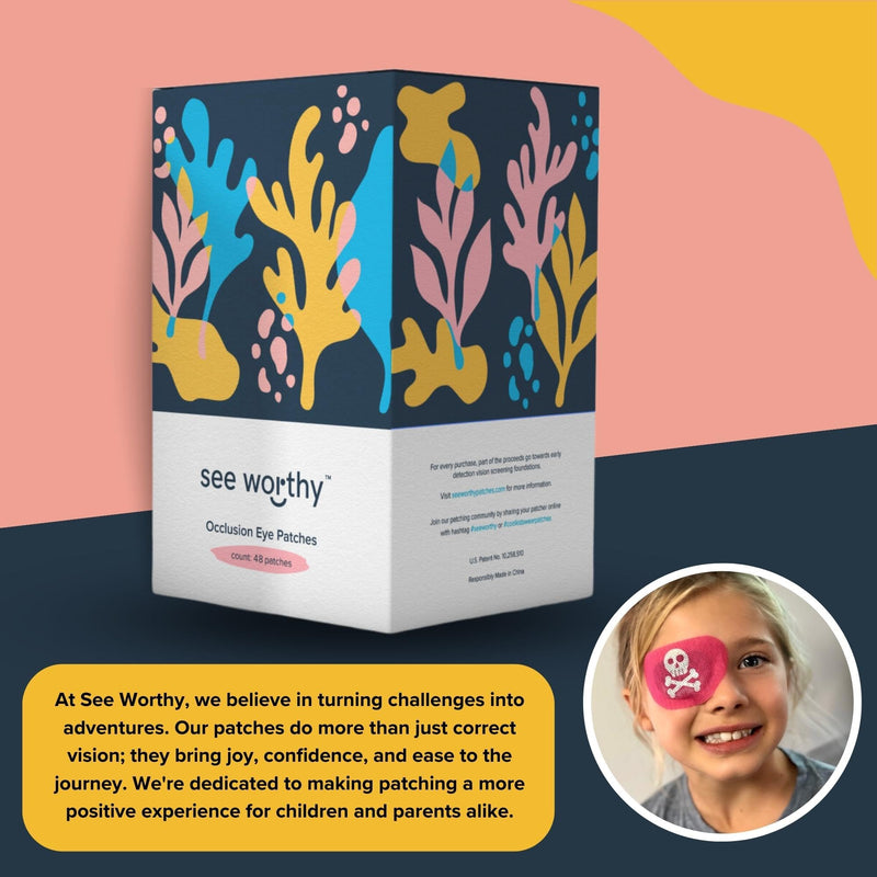[Australia - AusPower] - See Worthy Magical Eye Patches - Smart Design & Adhesive Technology, Breathable & Comfortable Lazy Eye Patches for Kids - Soft, Concave Shape & Fun Designs (48pcs/Box) - Packaging May Vary 