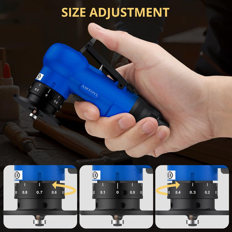 [Australia - AusPower] - AMTOVL Pneumatic Chamfering Tool - Mini Air Chamfer Tool with 10 C-Angle & 10 R-Angle Blades, 45° 30000 RPM Chamfering Tool for Metal and Wood with 1/4" Air Inlet Blue 