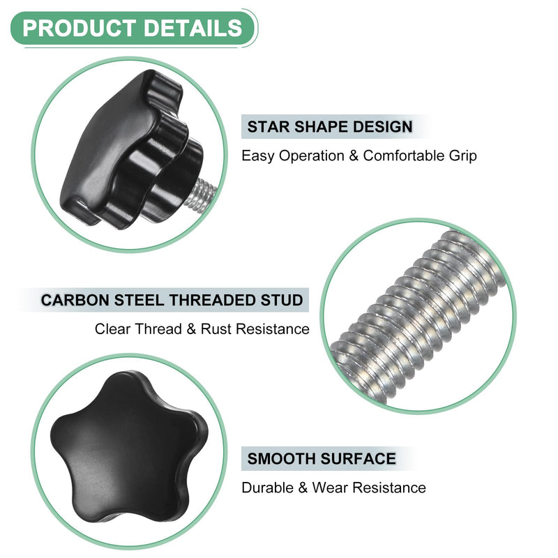 [Australia - AusPower] - 4-Pack Star Clamping Knobs, M6x30mm Male Thread Hand Tightening Screw for Machinery/Electronic/Furniture/Umbrella Base, Machine Handle Replacement [31mm, Black] 