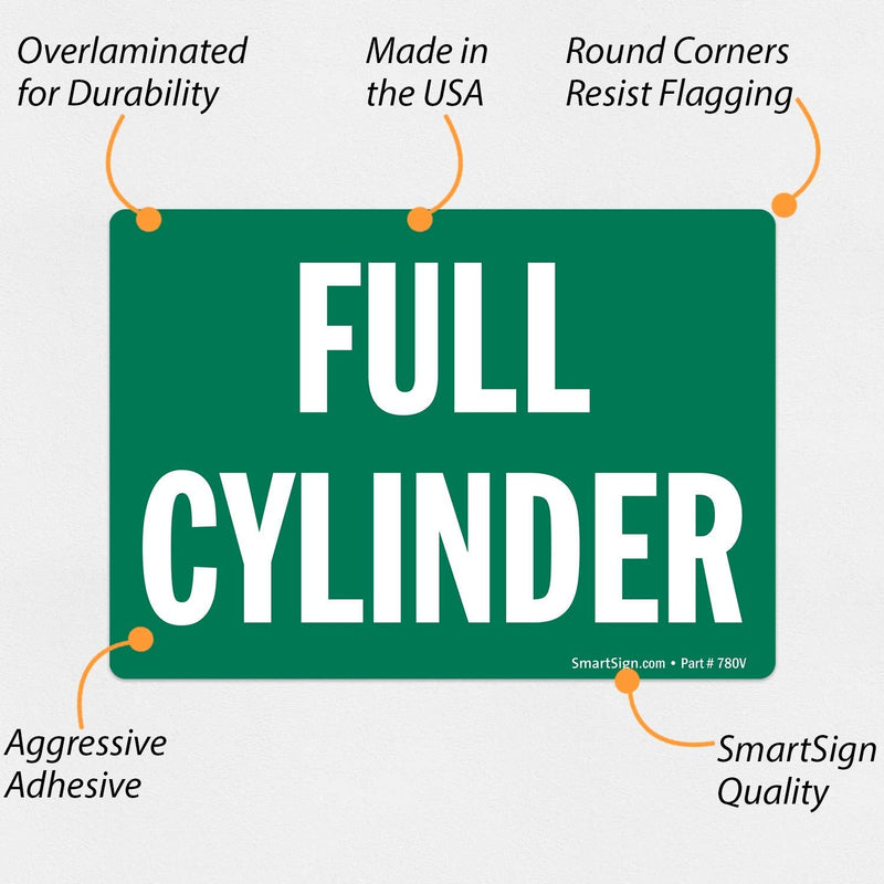 SmartSign-S-2050-EU "Full Cylinder" Label | 3.5" x 5" Laminated Vinyl , White on Green