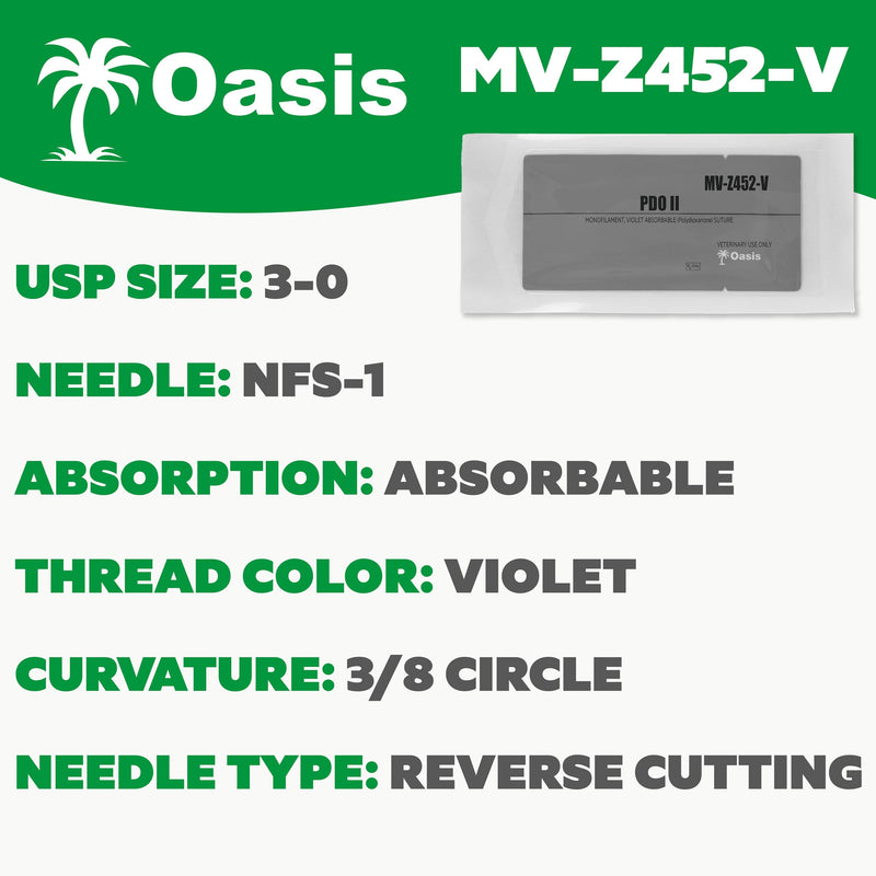 [Australia - AusPower] - box of 12 PDVet 75cm 3-0 Polydioxanone Suture with 3/8 24mm rev cutting needle 