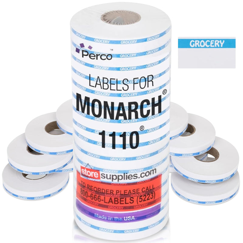Pricing Labels for Monarch 1110 Blue Reverse Print on White Grocery - 17,000 Labels w/ 16 Rolls Value Pack, 1 Sleeve - Made in USA Grocery (Blue)