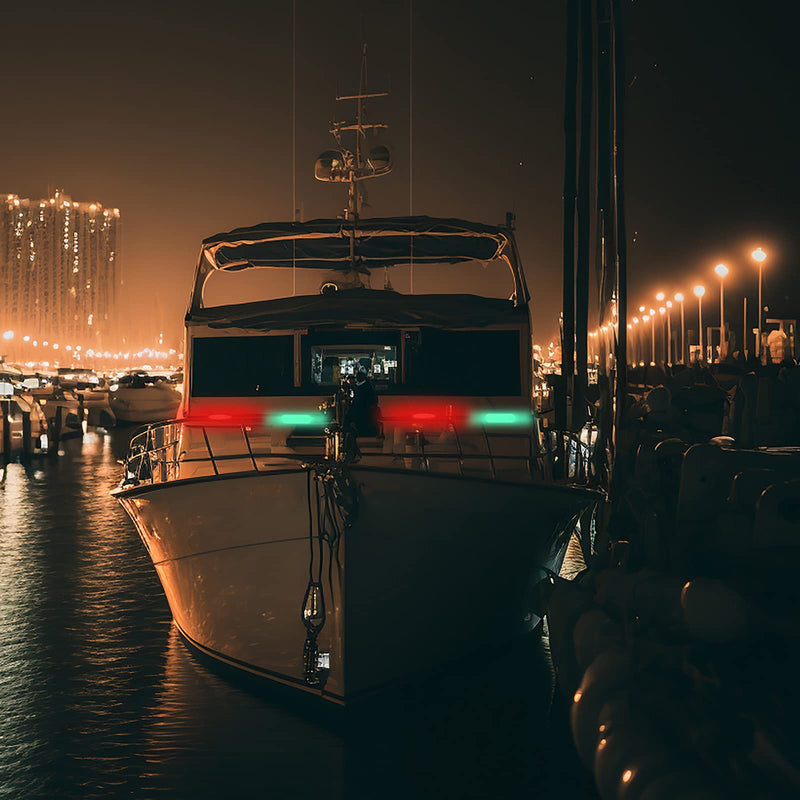 Treela 12 Pieces Battery Boat Navigation Lights Battery Powered Kayak Lights for Night Operated Boat SternLed Boats Safety for Pontoon,Dinghy 4 Types Flashing Mode Red, Green