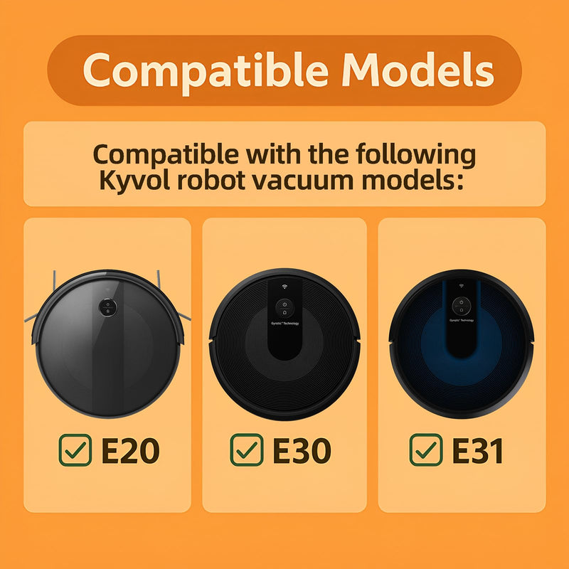 [Australia - AusPower] - Replacement Parts Kit for Kyvol Cybovac E20, E30, E31 Robot Vacuum Accessories, 2 Main Brush, 6 Side Brush, 6 Hepa Filter, 1 Cleaning Tools (15PCS) 15PCS 