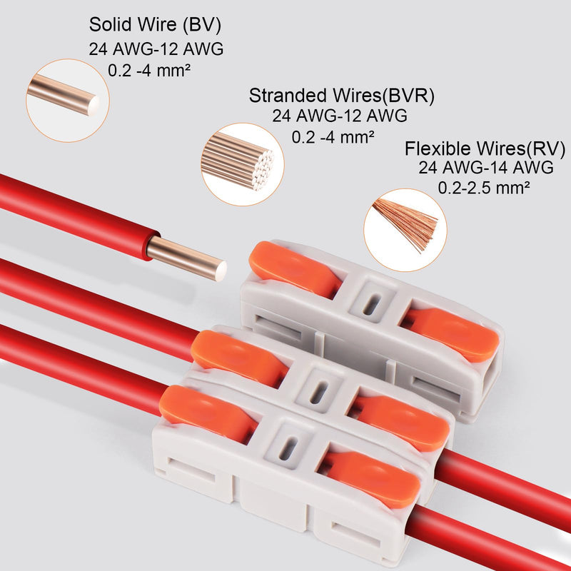 [Australia - AusPower] - 60PCS Lever Wire Connectors, Mini Quick Connectors Push-in, 1 in 1 Out Electrical Wire Butt Splice Inline Terminals, 24-12 AWG 60PCS 