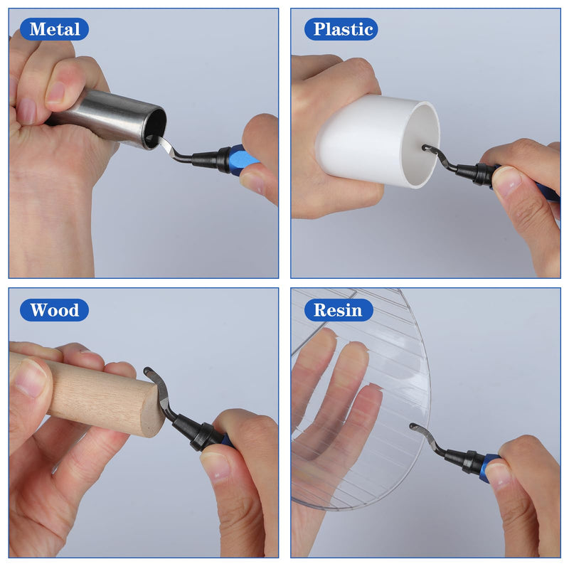 [Australia - AusPower] - KOMABLEN Pack of 21 Deburring Metal Tool Universal, Hand Deburring with 20 High-Speed Steel Blades, 360° Rotating Deburring Tool, 3D Printer Accessories for Plastic, Aluminium, Stainless Steel blue 