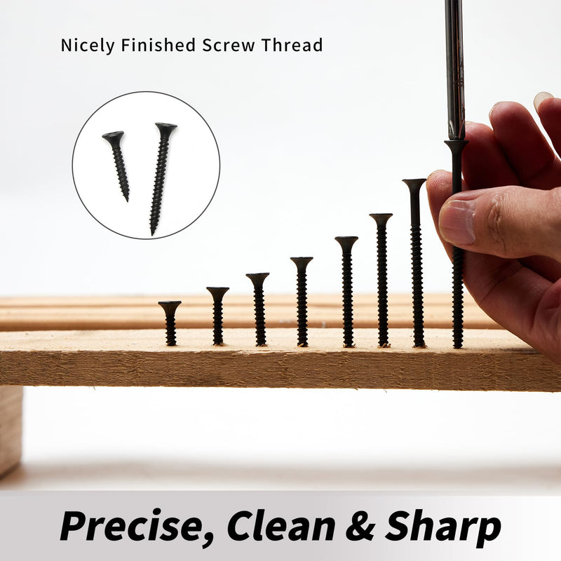 [Australia - AusPower] - Drywall Screws Assortment Kit,Wood Screws Assortment Kit,#6 Dry Wall Screws for Drywall Wood,Fine Thread Sheetrock Screws Set- Black Self Tapping Wood Screws,200pcs,5sizes,6#*(16-35mm) 200pcs/16-35mm 