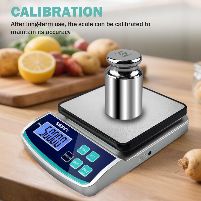 [Australia - AusPower] - Digital Lab Scale 5000g x 0.1g oz/lb/g/kg Precision Electronic Scientific Scale Analytical Balance for Laboratory Jewelry Kitchen Includes Rechargeable Battery 5kg 0.1g 
