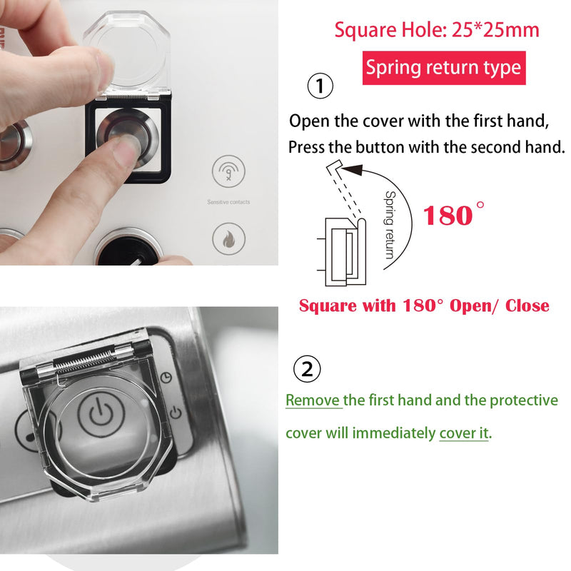 [Australia - AusPower] - 2 Pcs Power Push Button Switch Cover 39 * 34mm, Waterproof and Collision Resistant, Dustproof Safety Protector for 25 * 25mm Mounting Hole Computer PC Desktop Momentary with Spring 34*39mm Square Hole?Momentary 
