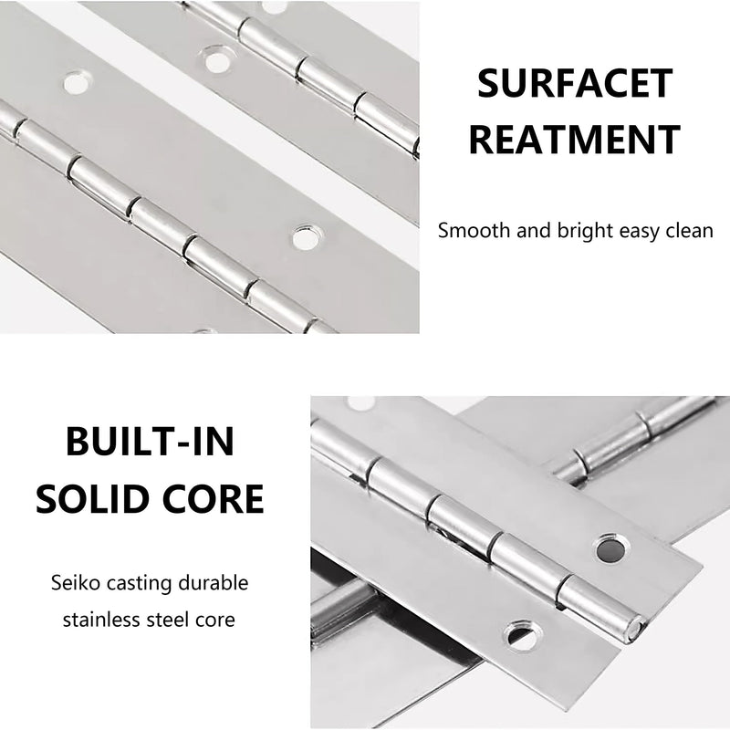 [Australia - AusPower] - 6 PCS 6 Inch Stainless Steel Piano Hinge Heavy Duty with 36 Pcs Screws for Cabinets Boat Marine Door DIY Woodworking Storage Box Hatche Furniture Hardware Silvery silvery-6pcs 