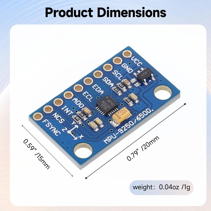 [Australia - AusPower] - MPU9250 GY-9250 Acceleration Gyroscope Sensor, 9-Axis 16 Bit Nine-axis Acceleration Magnetic Sensor Module IIC/SPI for Arduino 