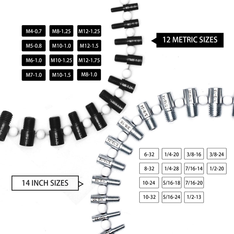 [Australia - AusPower] - Nut and Bolt Thread Checker (Inch & Metric) - 26/44 Male/Female Thread Identifier Gauges - 14 Inch & 12 Metric Sizes (26 Gauges-14 Inch & 12 Metric) 26 Gauges-14 Inch & 12 Metric 