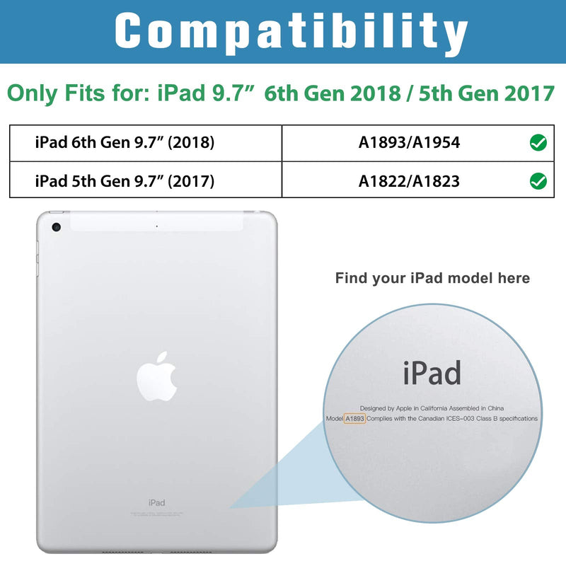 [Australia - AusPower] - for iPad 9.7 Inch Case iPad 6th/5th Generation Case 2018 2017(Model: A1893 A1954 A1822 A1823), Ultra Slim Lightweight Stand Case with Translucent Frosted Back Smart Cover -Navy Navy 