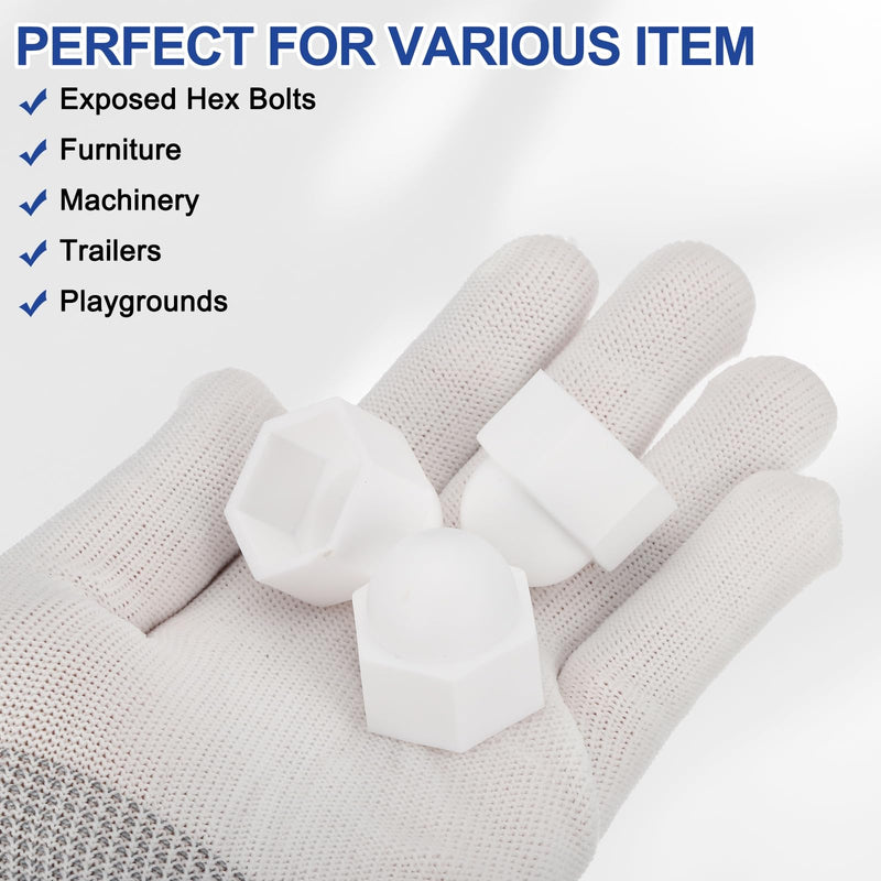 [Australia - AusPower] - PATIKIL 100 Pcs Hex Nut Cover, M14x22x27mm Nylon Screws Bolt Covers Caps Dome Acorn Hex Head Bolt Protection Cap for Screws Nut, White 