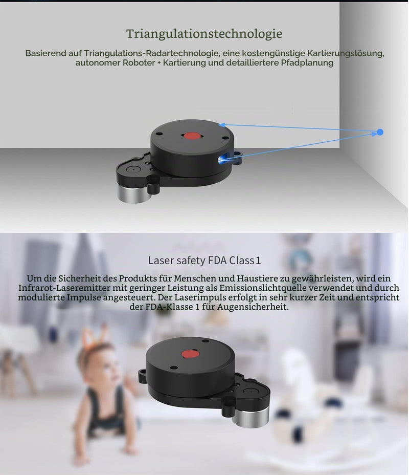 youyeetoo FHL-LD20 8 m 360° Lidar Sensor Offers Compatible Avec Raspberry Pi C/ROS1 & 2 Tutorial, Triangulated LD20 LiDAR, Software Start/Stop Control (LD20 Lidar Kit)