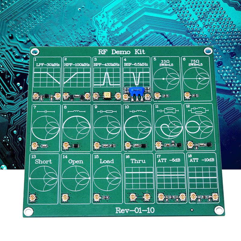 Frequency Test Board RF Demo Kit Card NanoVNA RF Test Module Vector Network Analyzer Board Filter/Attenuation Module 18 Function Modules