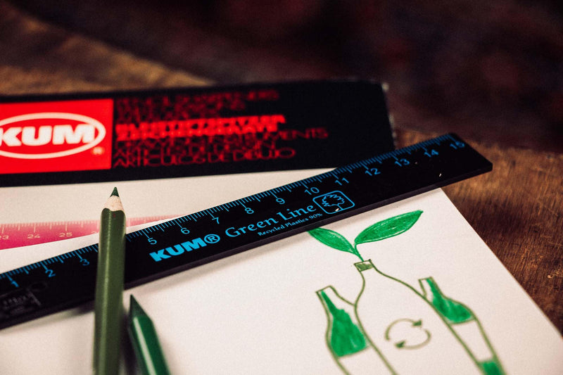 [Australia - AusPower] - KUM AZ349.01.16-B Green Line Ruler, 15 cm, Blue, Sustainable, Pack of 5, School Supplies 