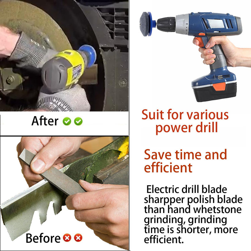 [Australia - AusPower] - Lawnmower Dull Blade Sharpener, 3 Pcs Mower Sharpening Stone Wheel Kit, Universal Garden Tool Grindstone and Knife Edge Whetstone for Any Power Hand Drills 