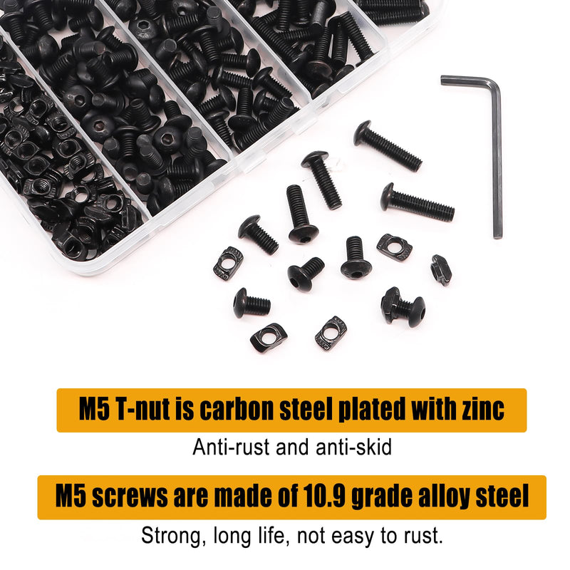 [Australia - AusPower] - weideer 210PCS M5 T-Nuts Screws Assortment Kit,Compatible with Rail Mount,Replacement for M-Lok Nut Screw,M5 Nut and Bolt Assortment Sets for 2020 Series Standard Aluminum Profile 