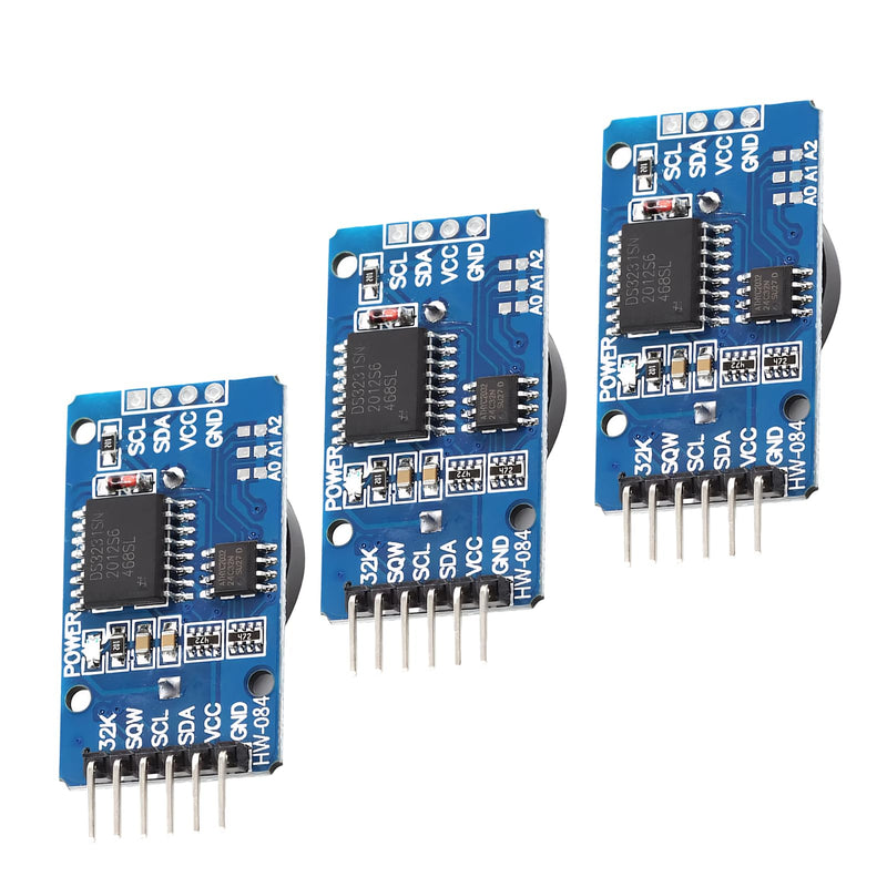 Module Precision Clock Modules, 3 x Real Time Clock RTC, DS3231 AT24C32, High Precision Real-time Clock Module, Includes I2C, Compatible with Arduino and Raspberry Pi, Data Storage