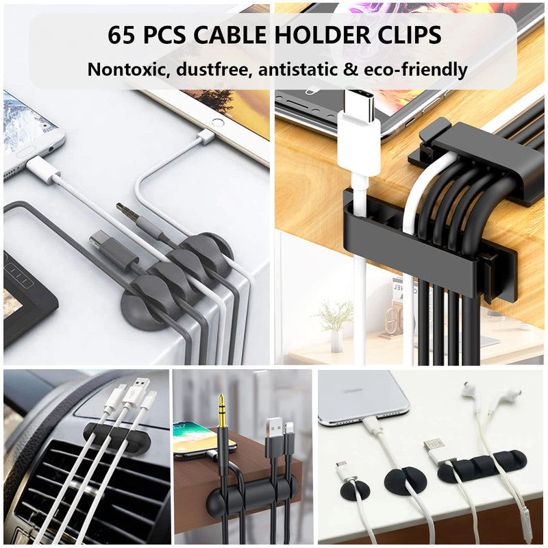 [Australia - AusPower] - 311Pcs Cable Management Organizer Kit 4 Cable Sleeve Split,53Cable Clips 12Cord Clips Holder,22 Cable Ties, 20 Adhesive Wall Cable Tie, 200Fasten Cable Ties for TV Office Home Electronics 311 PCS 