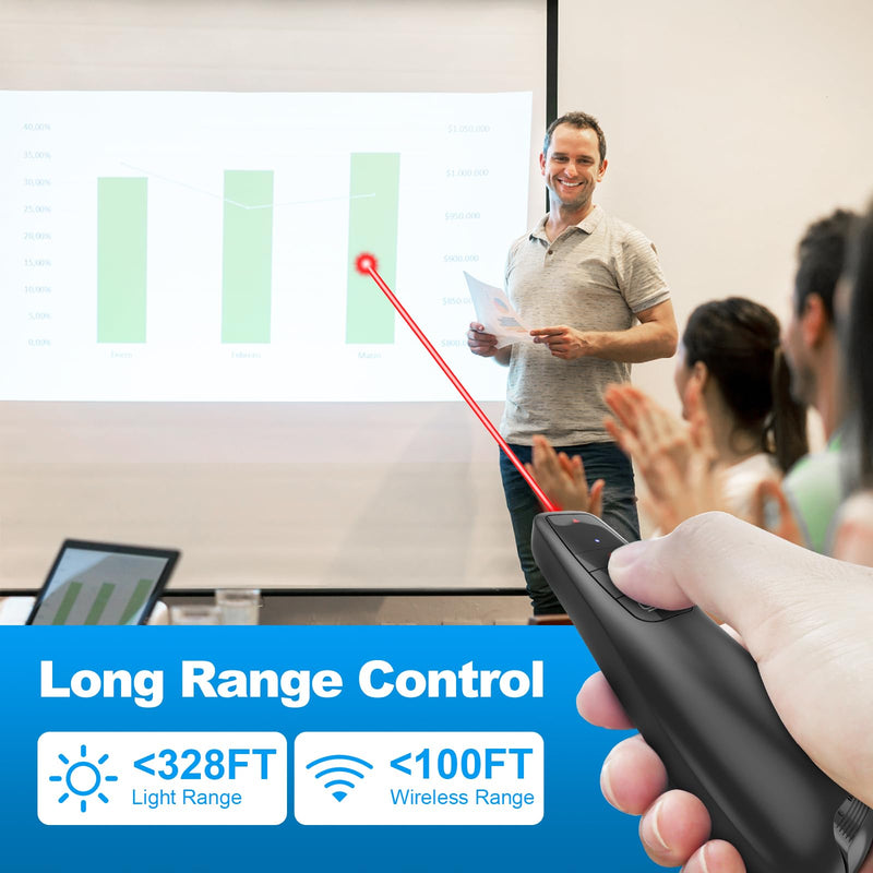 [Australia - AusPower] - Wireless Presentation Clicker PowerPoint Presenter Remote : USB Type C Clicker with Red Laser Pointer Long Range PPT Control -Power Point Google Slide Advancer for Mac Laptop PC Computer Keynote Red Light 
