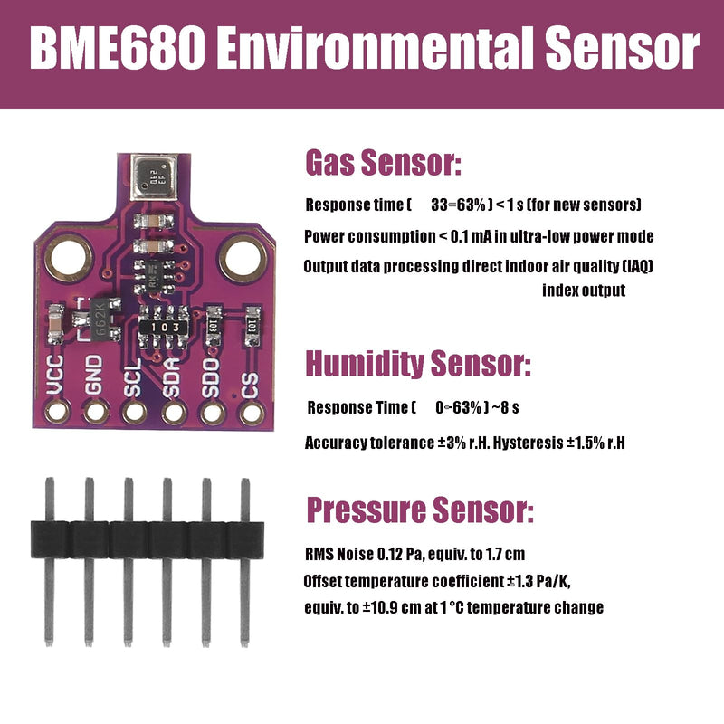 [Australia - AusPower] - BME680 Digital Temperature Humidity Sensor Module 4 in 1 Sensor 3.3V/5V High Precision Environmental Monitoring Sensor with SPI IIC 