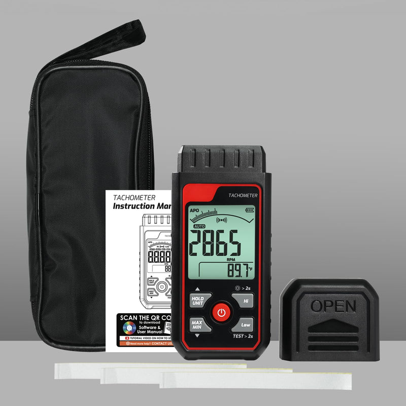 [Australia - AusPower] - Non-Contact Digital Tachometer RPM Meter Speed Gauge Laser Photo Tachometer with 2.5~99999 RPM Range, Backlit Display | Analog Bar Scale | Custom Alarms for HVAC Motor Engine Speed Tester 