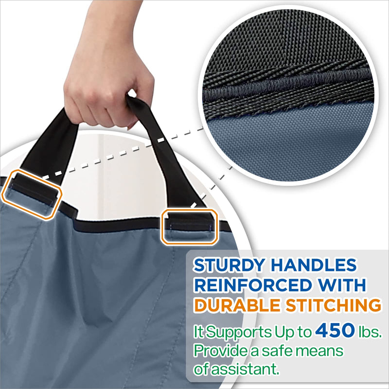 [Australia - AusPower] - Multipurpose 43" x 36" Positioning Bed Pad with Reinforced Handles - Reusable & Washable Patient Sheet for Turning, Lifting & Repositioning - Double-Sided Nylon Fabric, Gray 43" x 36" 