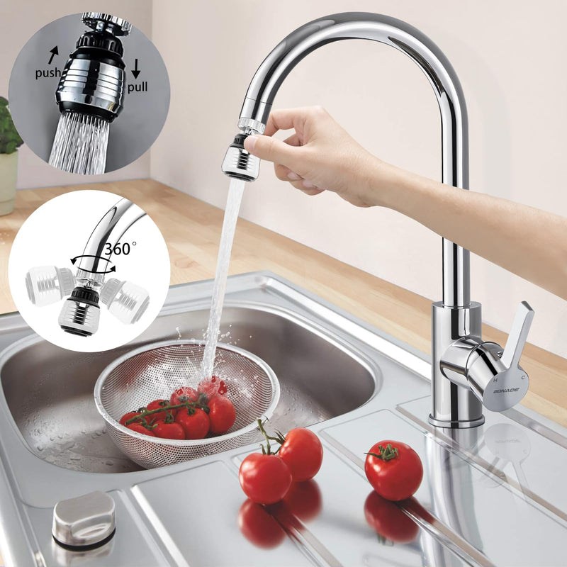 [Australia - AusPower] - Pack of 2 Kitchen Tap Attachments, 360° Tap Aerator Attachment, 2 Modes Tap Aerator with Adapters, Tap Strainer for (Silver) 