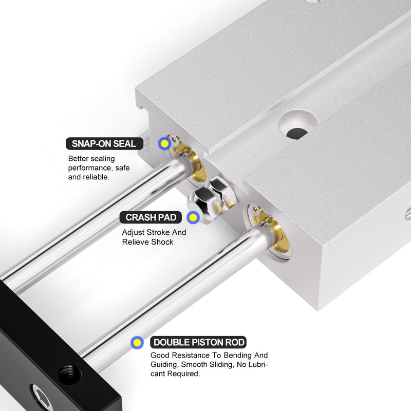 [Australia - AusPower] - TAILONZ PNEUMATIC 10mm Bore 25mm Stroke Double-Rod Double-Acting Aluminum Pneumatic Air Cylinder TN10-25 Bore:10mm Stroke:25MM 