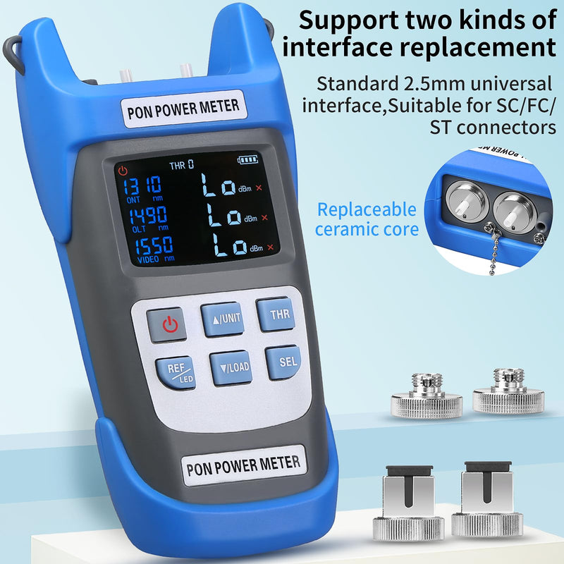 [Australia - AusPower] - Rechargeable Fiber Optic PON Optical Power Meter A-C330U SCUPC FCUPC Interface PON Network Tester 1310nm 1490nm 1550nm Fiber Optic Tester Handheld PON Optical Power Meter Testing Tool 