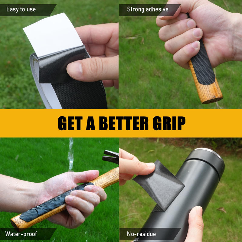 Rubber Grip Tape, 2 In x 20 Ft Non-Abrasive Grip tape for handles, Strong Adhesive Waterproof Heat Resistant Cushion grip, Comfortable in hands, perfect for handles, handlebars, or any slippery stuff 2 Inch x 20 Feet