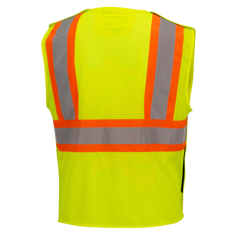 Pioneer Hi Vis Flame Resistant Vest For Men and Women - Self-Extinguishing FR Mesh - Reflective Tape - Class 2 - Hi Vis Yellow Yellow/Green Large-X-Large