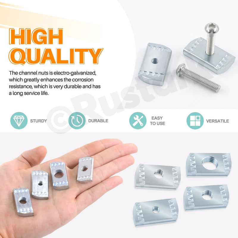[Australia - AusPower] - 40Pcs M6 M8 M10 M12 Strut Channel Nut Assortment Kit, Metric Thickened Zinc Plated Strut Nuts No Spring Channel Nuts Without Spring for Strut Channels Metric Kit, 4 Sizes 